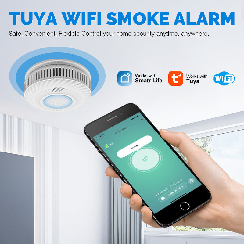Smart WiFi Smoke Detector Tuya - 10-Year Battery Life