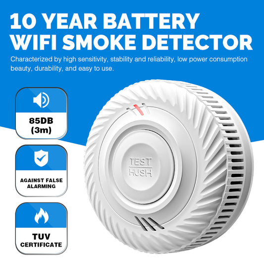 Smart WiFi Smoke Detector Tuya - 10-Year Battery Life