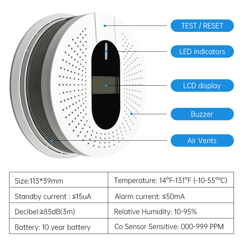 S12_2 in 1 Smoke and CO Detector with 10-Year Battery