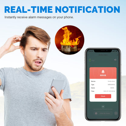 Smart WiFi Smoke Detector Tuya - 10-Year Battery Life