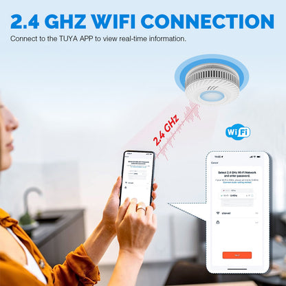 Smart WiFi Smoke Detector Tuya - 10-Year Battery Life