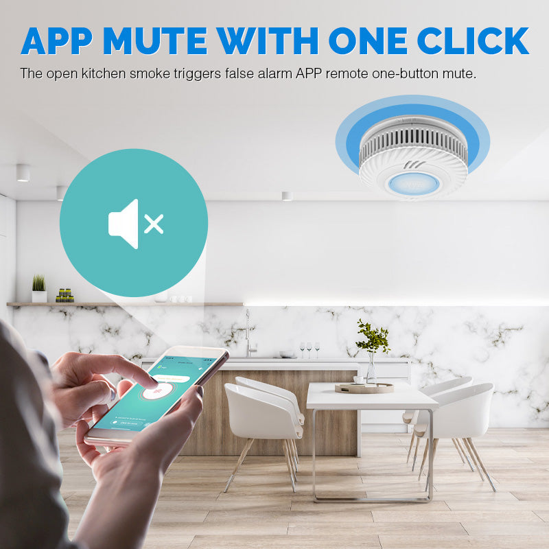 Smart WiFi Smoke Detector Tuya - 10-Year Battery Life